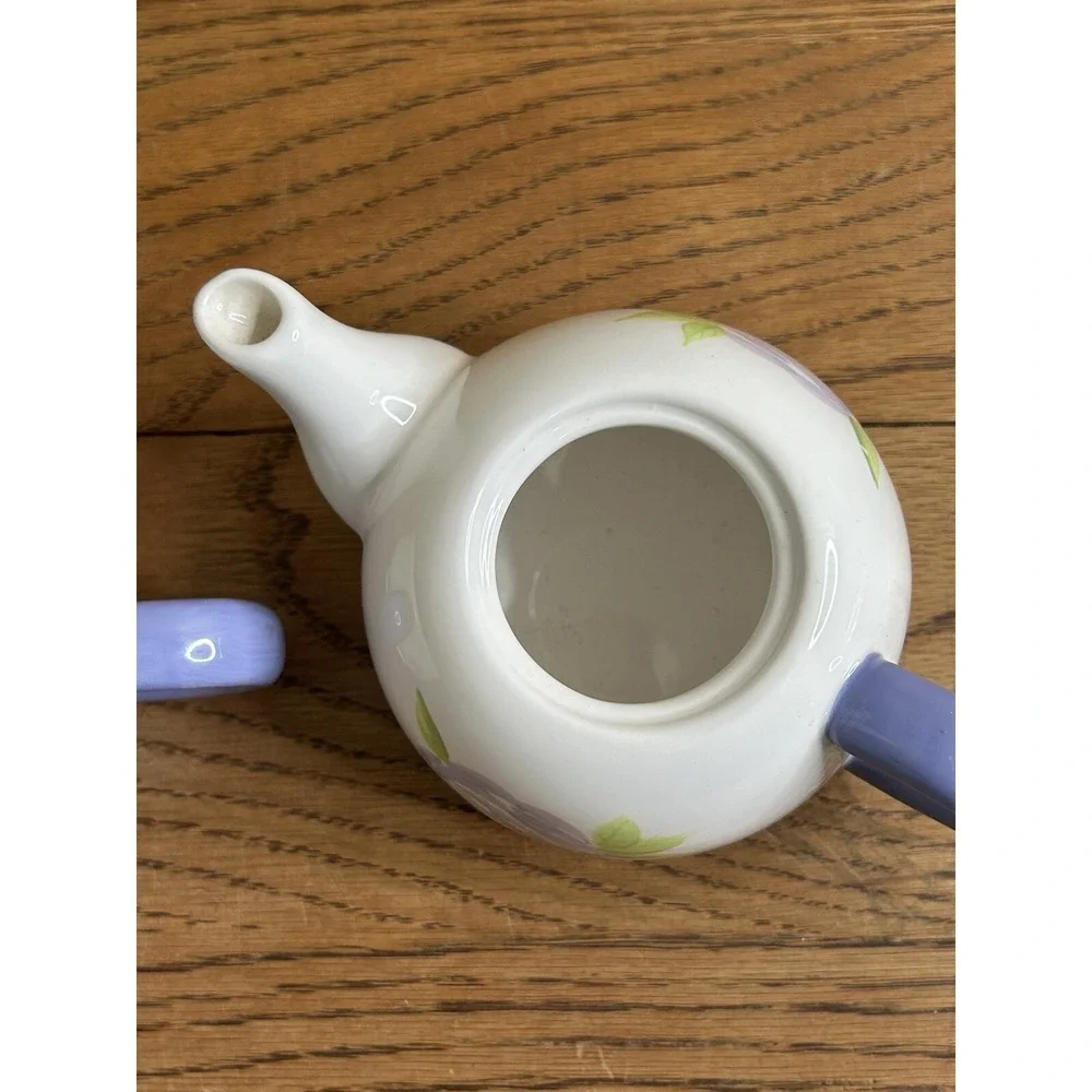 Hallmark Stacking Teapot & Cup White with‎ Purple Flowers & Butterfly Tea Lid